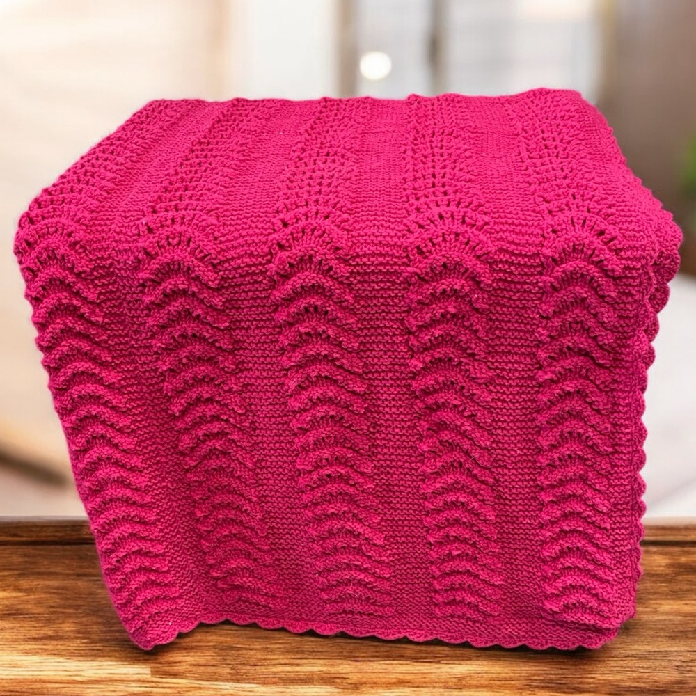 Truly VINTAGE hot pink crochet blanket throw
54” x 74”